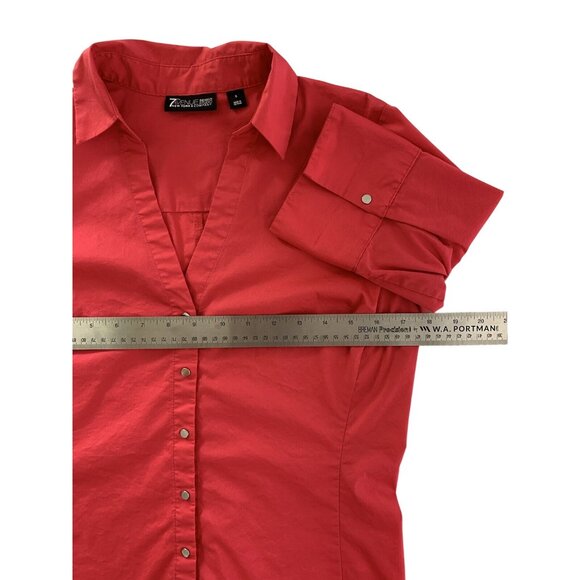 7th Avenue Design Studio By New York & Company Womens Red Button-Down Shirt - Picture 5 of 10